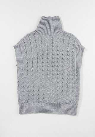 Cable Knit Turtleneck Short Sleeve Sweater - Will Ship 1/24