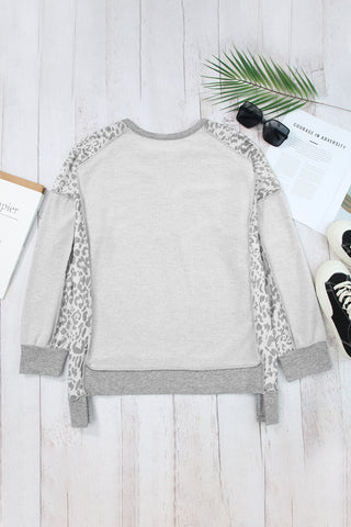 Exposed Seam Leopard Long Sleeve Sweatshirt -Ships 12/5