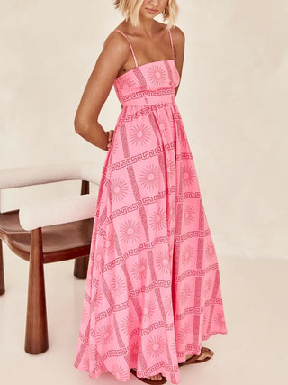 Cutout Printed Square Neck Maxi Cami Dress -Ships 2/1