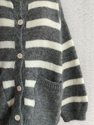 Striped Button Down Long Sleeve Cardigan- Ships 11/11