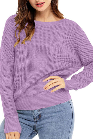 Crisscross Back Boat Neck Sweater -Ships 12/15