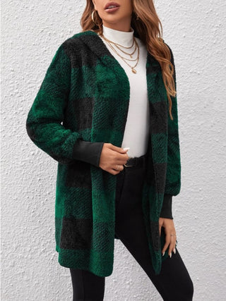 Plaid Long Sleeve Hooded Coat -Ships 10/30