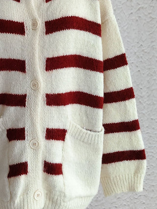 Striped Button Down Long Sleeve Cardigan- Ships 11/11