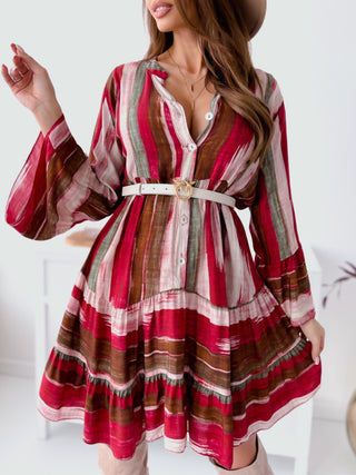 Brentwood Buttoned Striped Long Sleeve Mini Dress - Ships 8/28