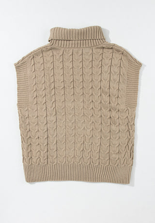 Cable Knit Turtleneck Short Sleeve Sweater - Will Ship 1/24