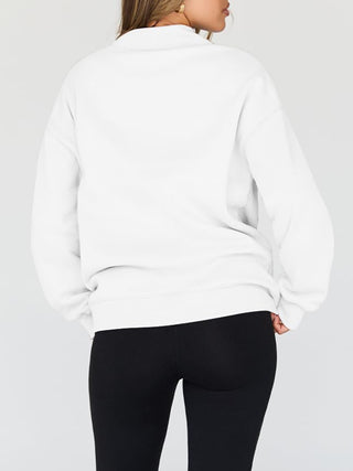 Mock Neck Drop Shoulder Long Sleeve Sweatshirt -Ships 12/27