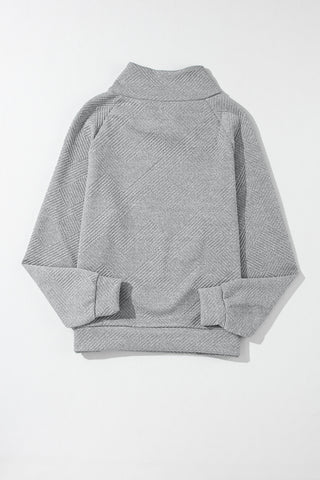 Textured Turtleneck Long Sleeve Sweatshirt - Ships 11/28