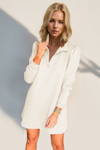 Double Take Textured Quarter Zip Long Sleeve Dressc-Ships 10/25