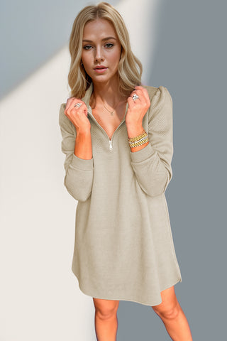 Double Take Textured Quarter Zip Long Sleeve Dressc-Ships 10/25