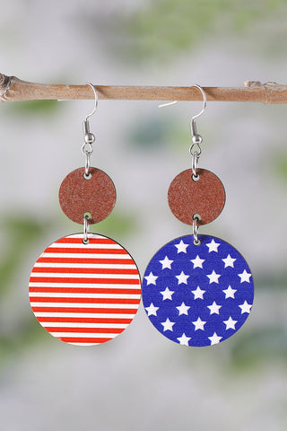 Red White and Wood Earrings