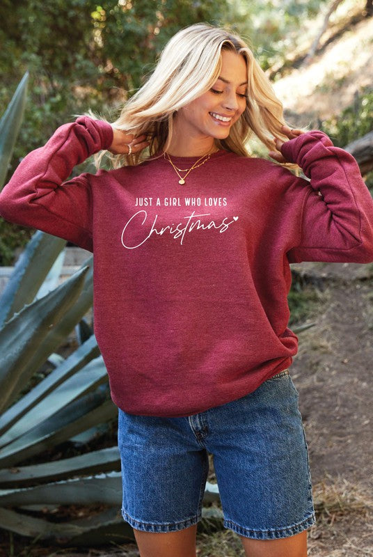 Oat Collective | Just A Girl Who Loves Christmas Graphic Sweatshirt