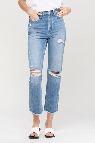 VERVET Super High Rise Slim Straight Leg Jean