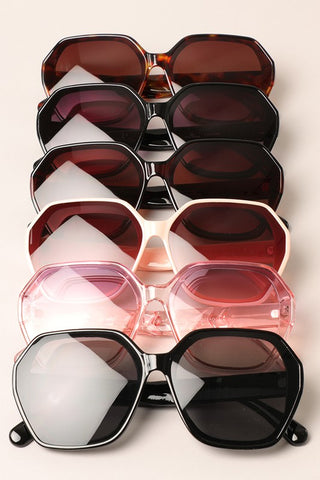 Oversized Hexagon Sunglasses - 5 Colors